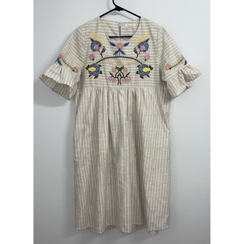 Tea N Roses Womens Midi Dress‎ Embroidered Large Pockets Boho Cottage Boutique